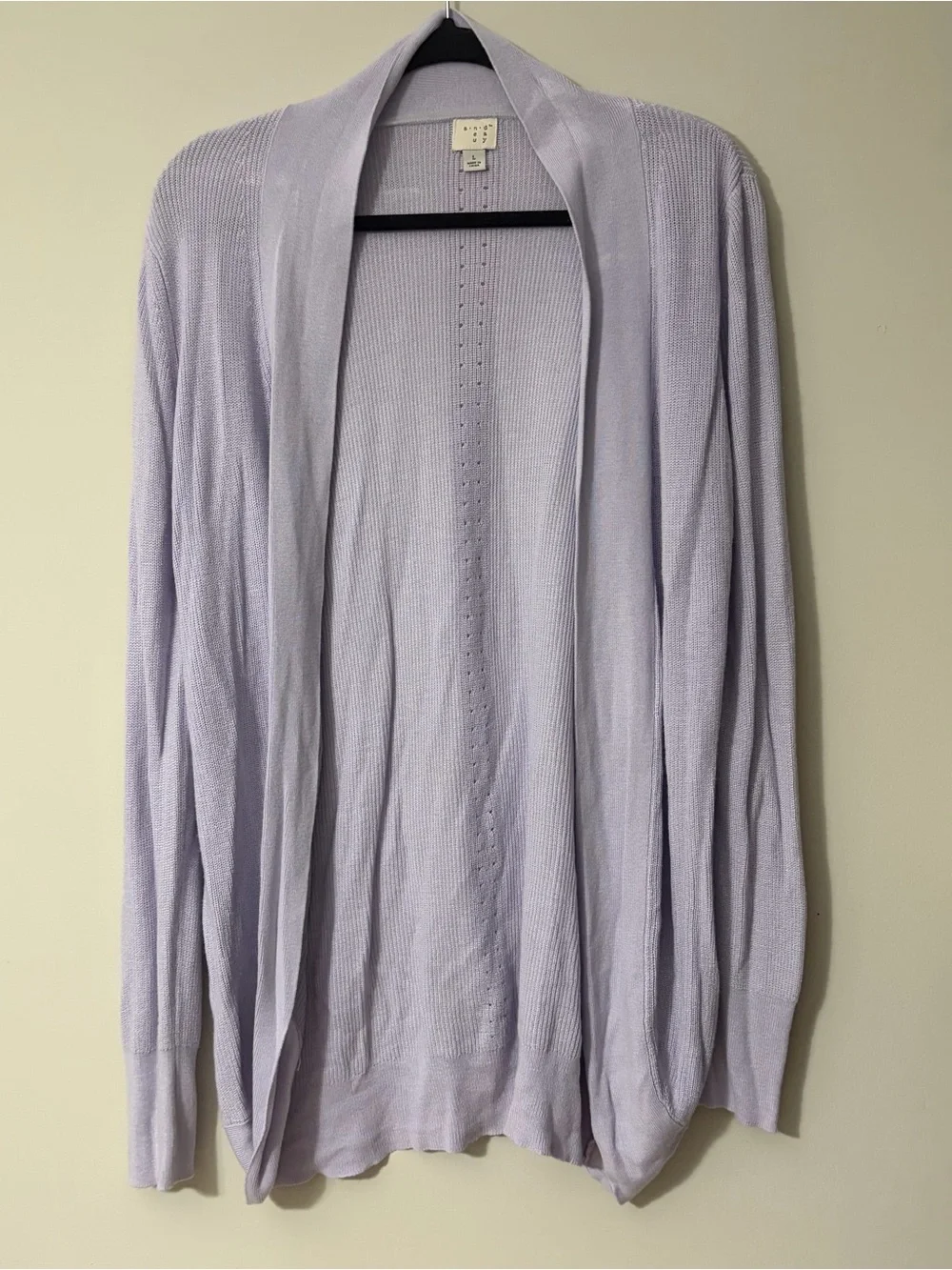 a new day Lavender Open-Front Drape Cardigan